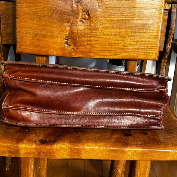 Floto vintage brown leather briefcase; handmade in Italy - Picture 3 of 10